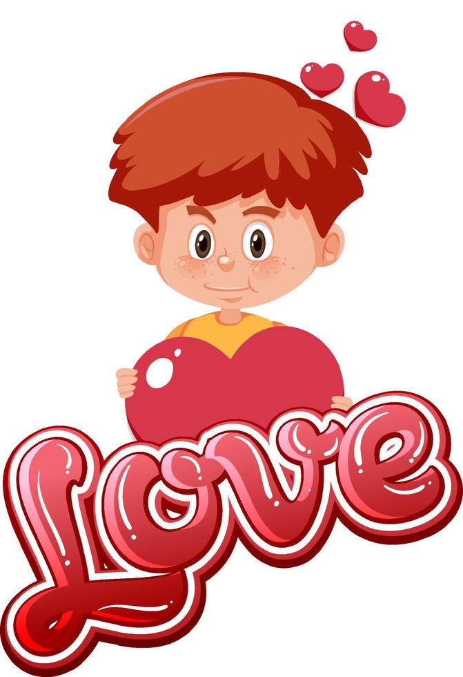 Boy with love icon font vector