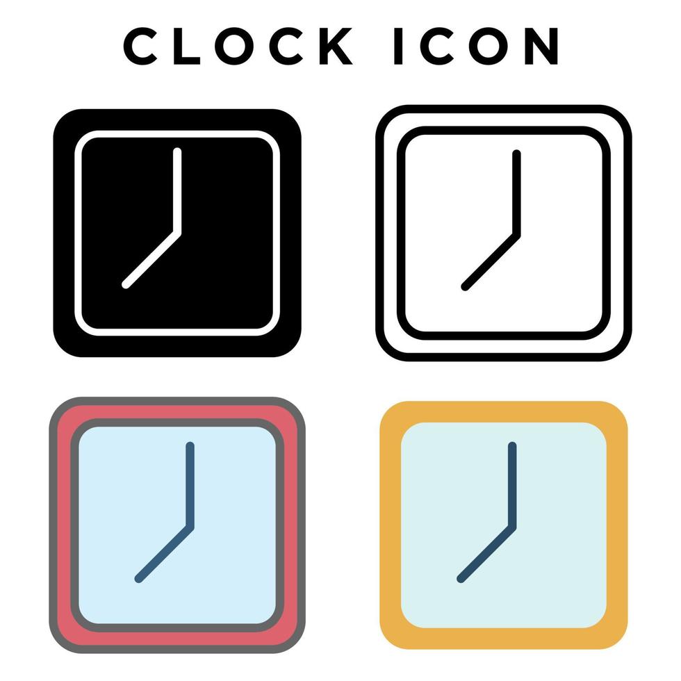 Wall clock icon  with four different styles vector