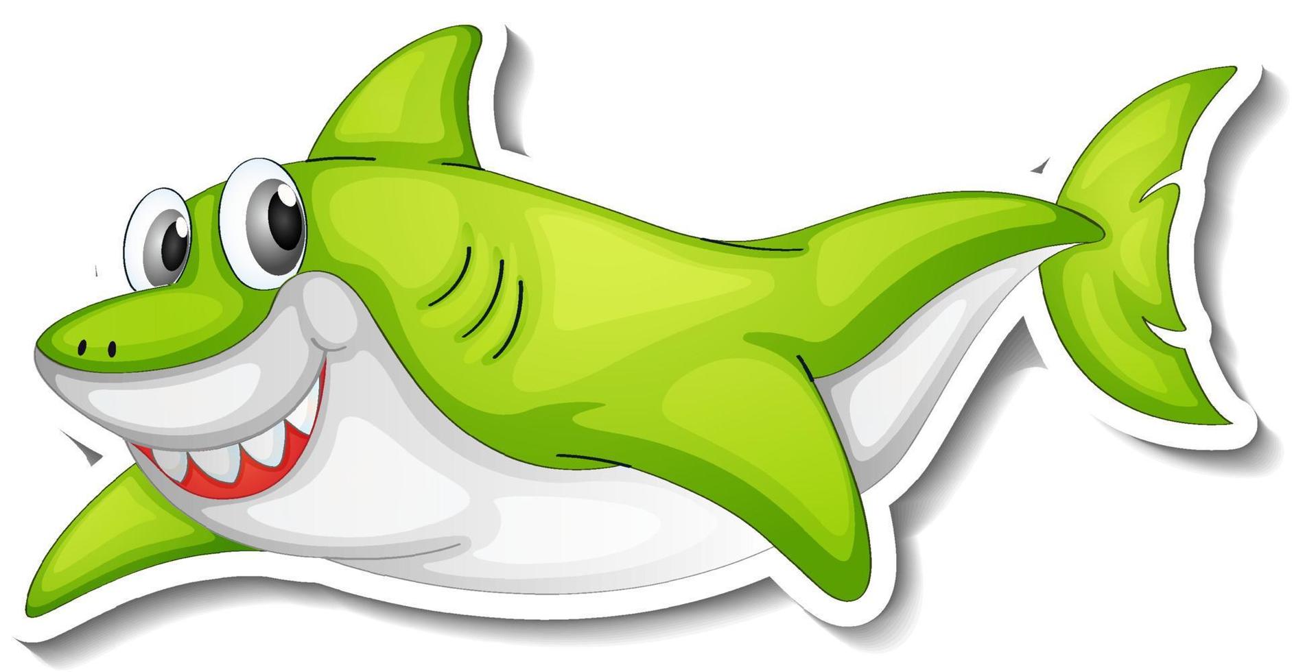 Sea Animal Cartoon Sticker with Funny Shark vector