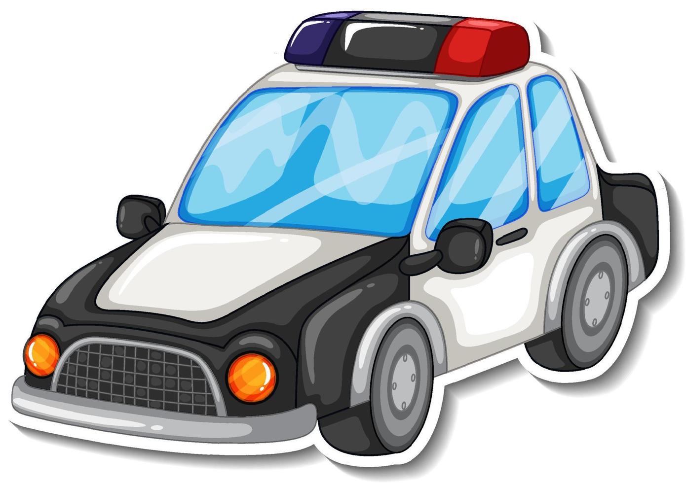 Sticker design with side view of police car isolated vector