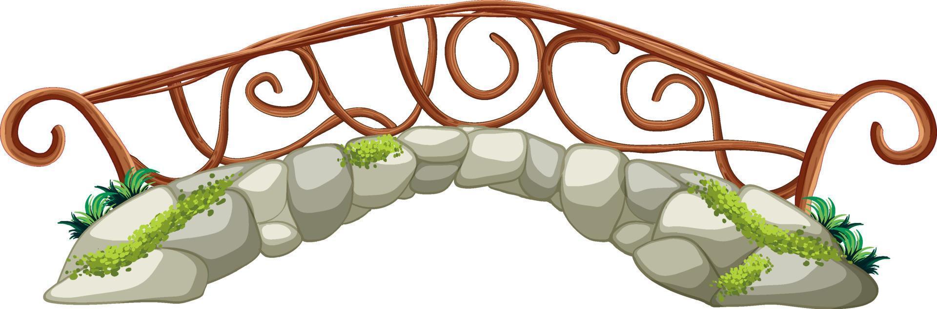 Puente de piedra de fantasía aislado sobre fondo blanco. vector