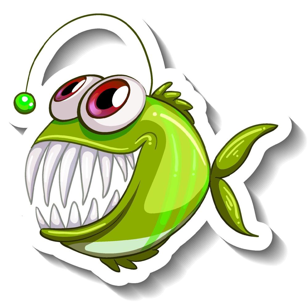 Sea Animal Cartoon Sticker with Anglerfish vector