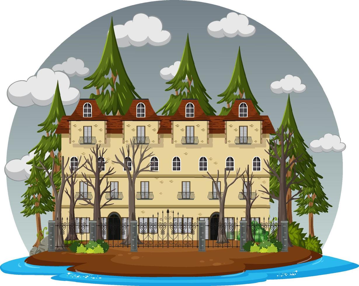 Haunted house with grey sky vector