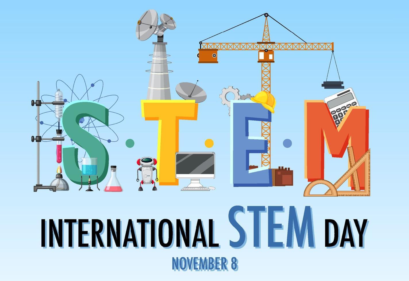 International STEM day on November 8th banner with STEM logo vector