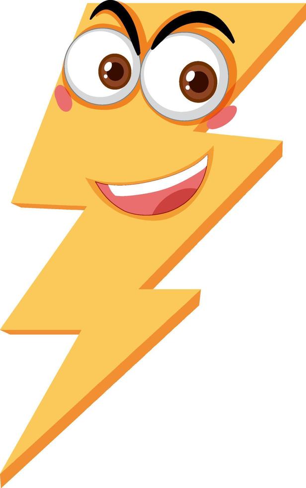 Lightning bolt cartoon character with face expression on white background vector