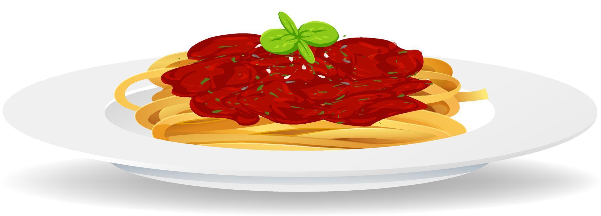 Spaghetti bolognese with tomato sauce vector