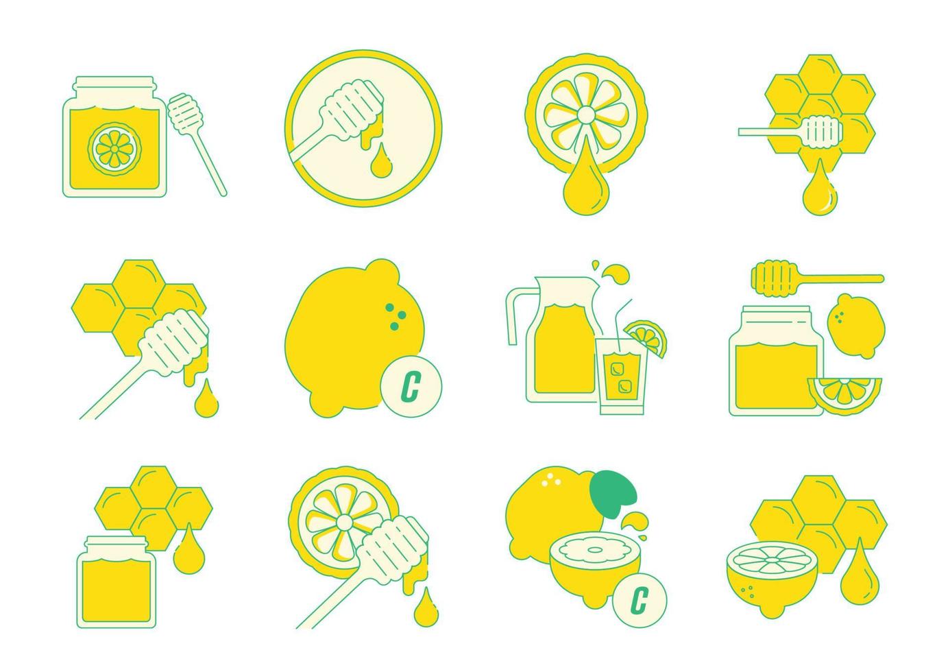 honey lemon flavor icons vector