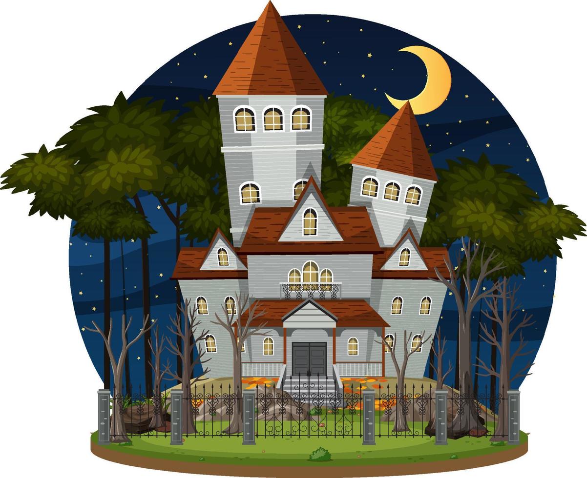 Haunted house at night scene vector