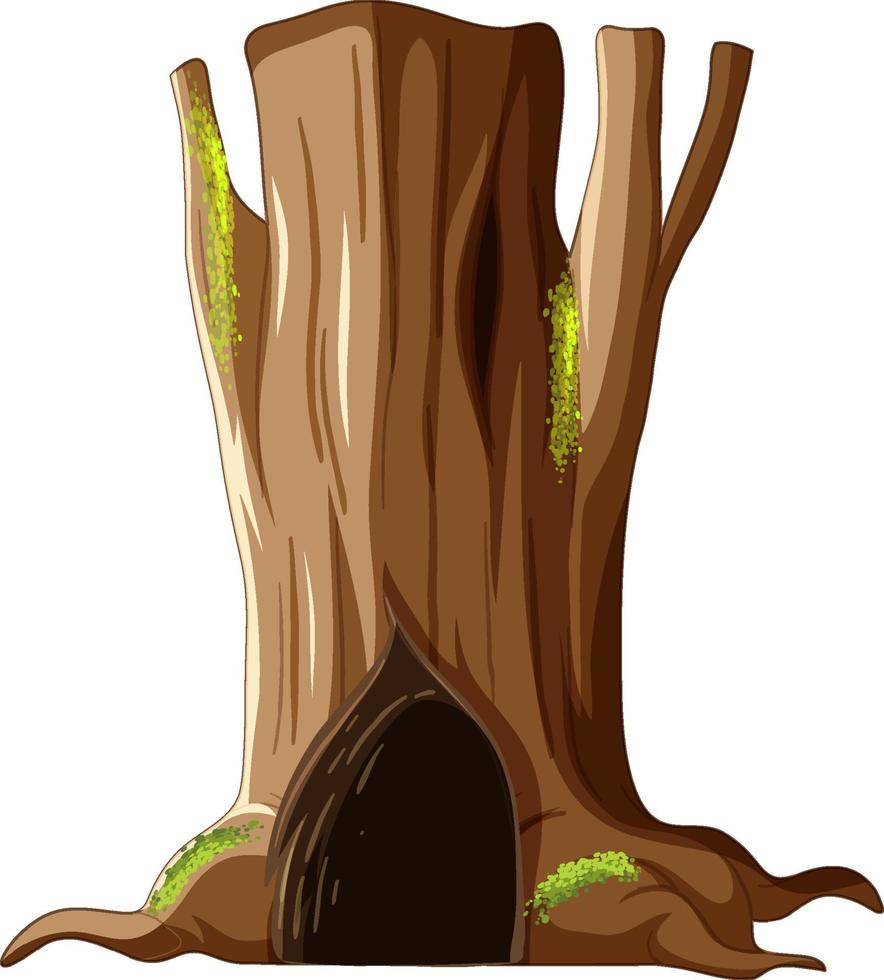 Tronco de árbol aislado con gran hueco vector