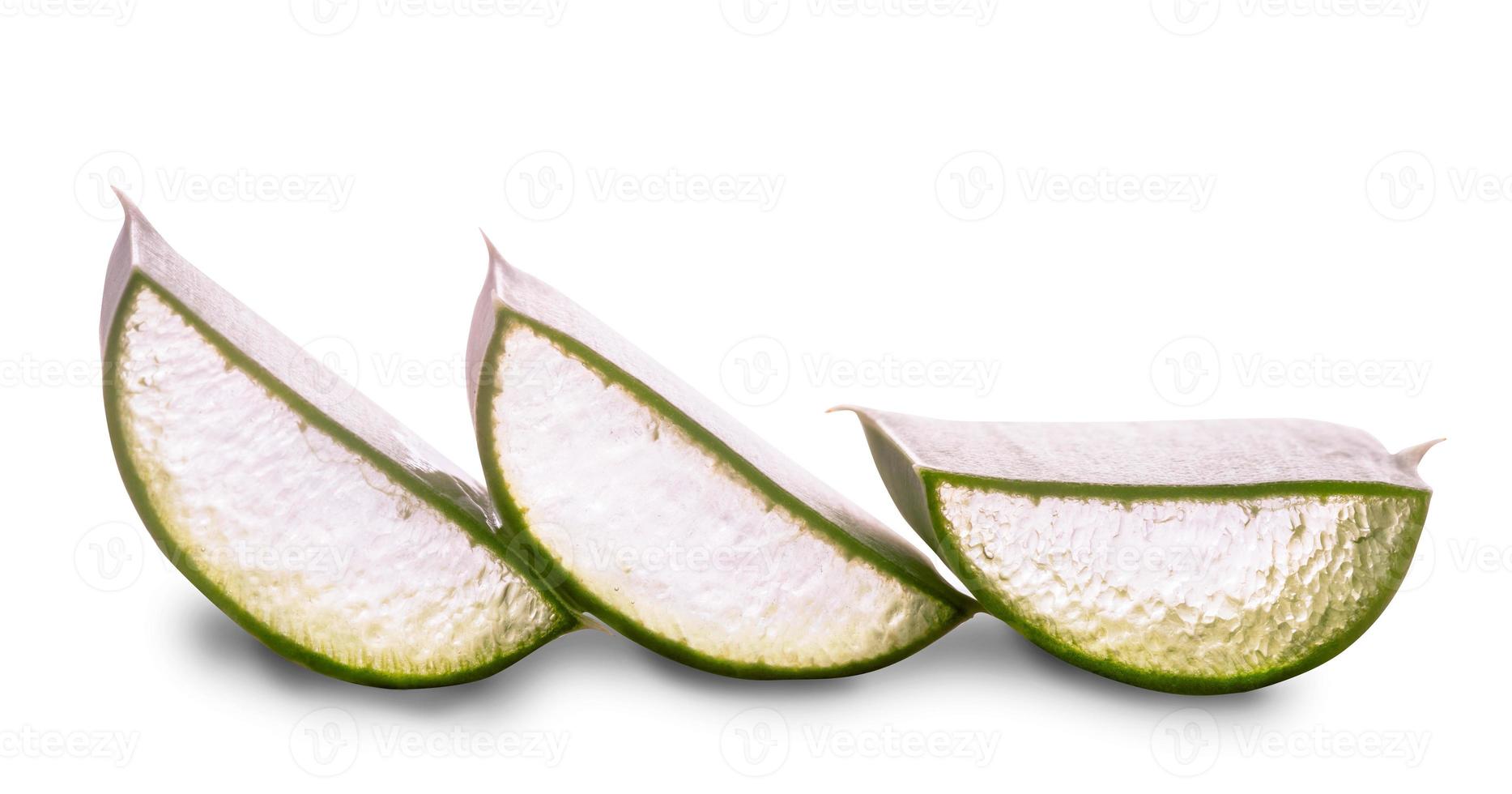 sliced aloe vera leaves isolated on white background photo