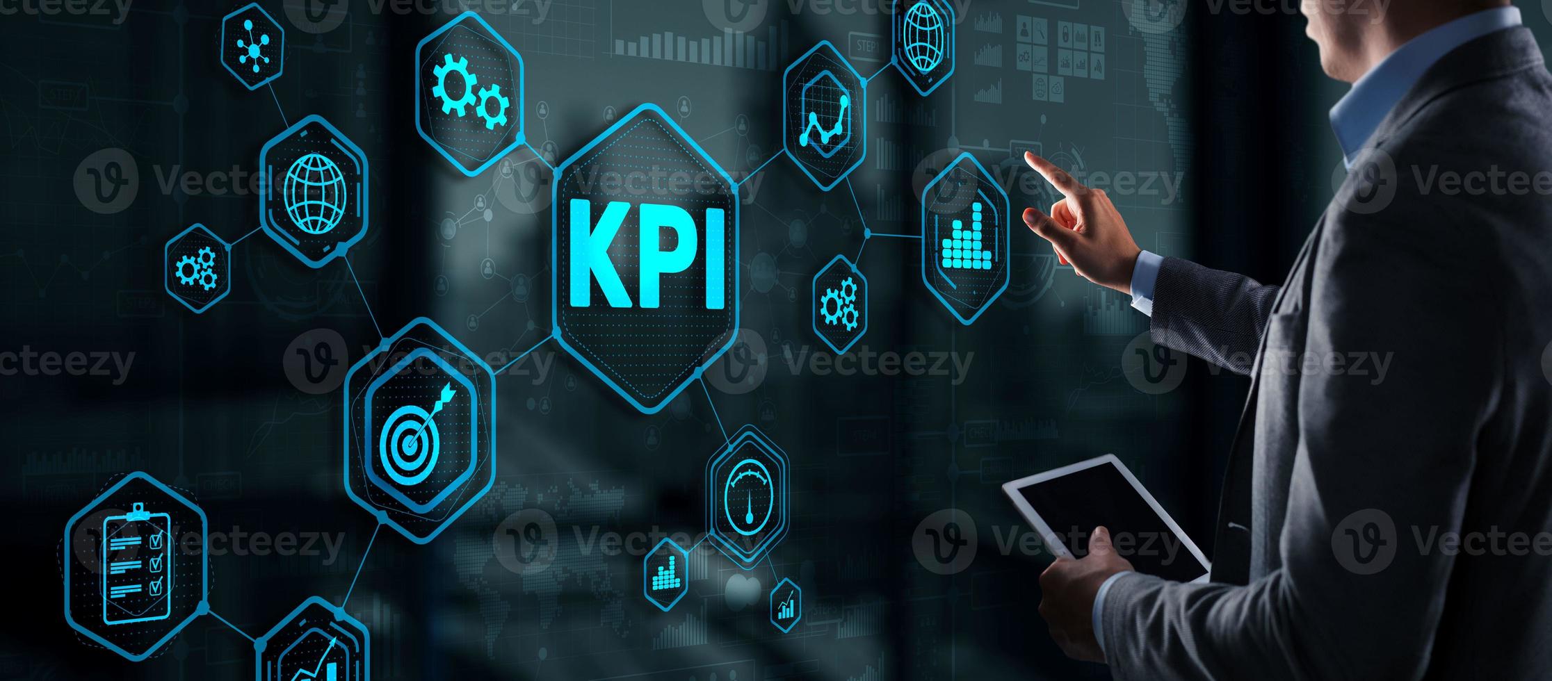 KPI Key Performance Indicator Business Internet Technology Concept on Virtual Screen photo