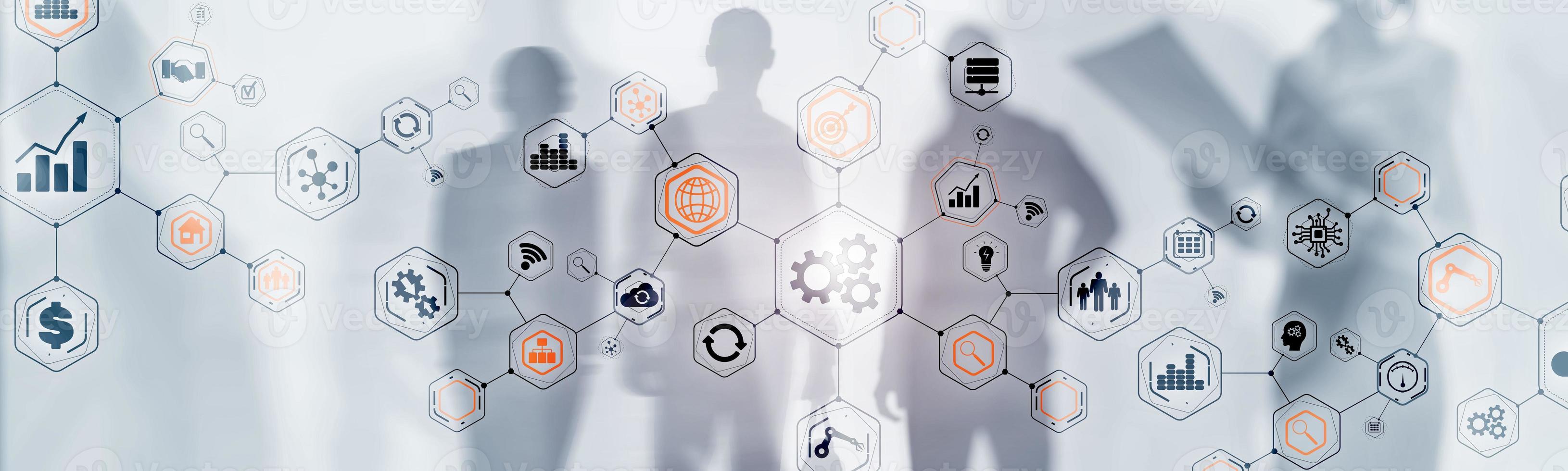 Abstract technology industrial Business process organisation structure website header banner. photo