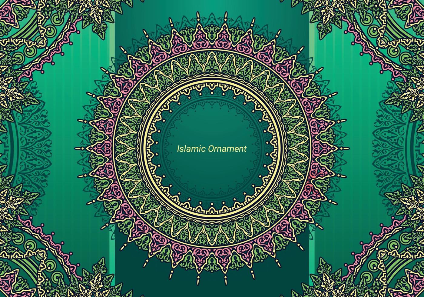 Islamic Ornament With Green Background vector