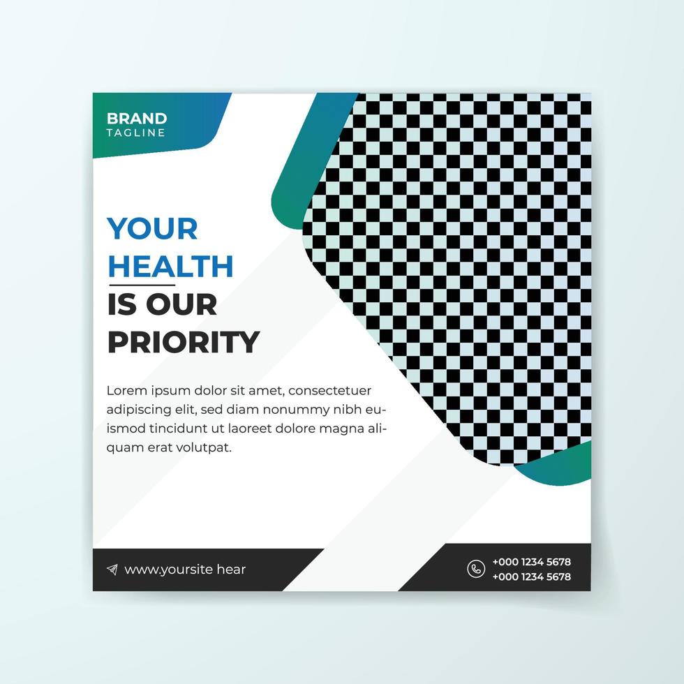 Medical healthcare social media post, ads design template vector