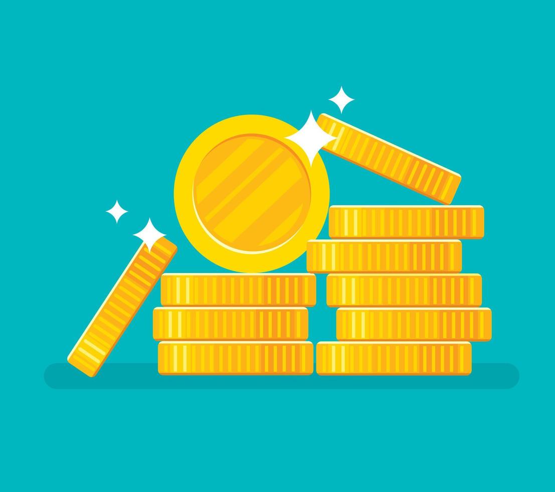 Gold coins stack vector illustration