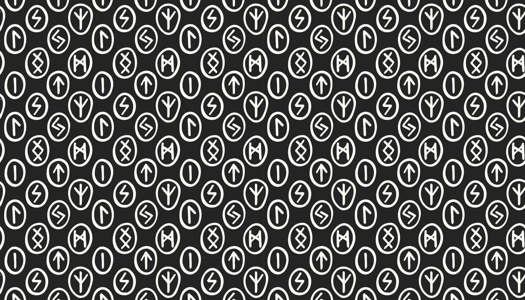 Scandinavian magic runes fortune teller prediction Halloween witchcraft tool black and white ink pattern texture background banner vector