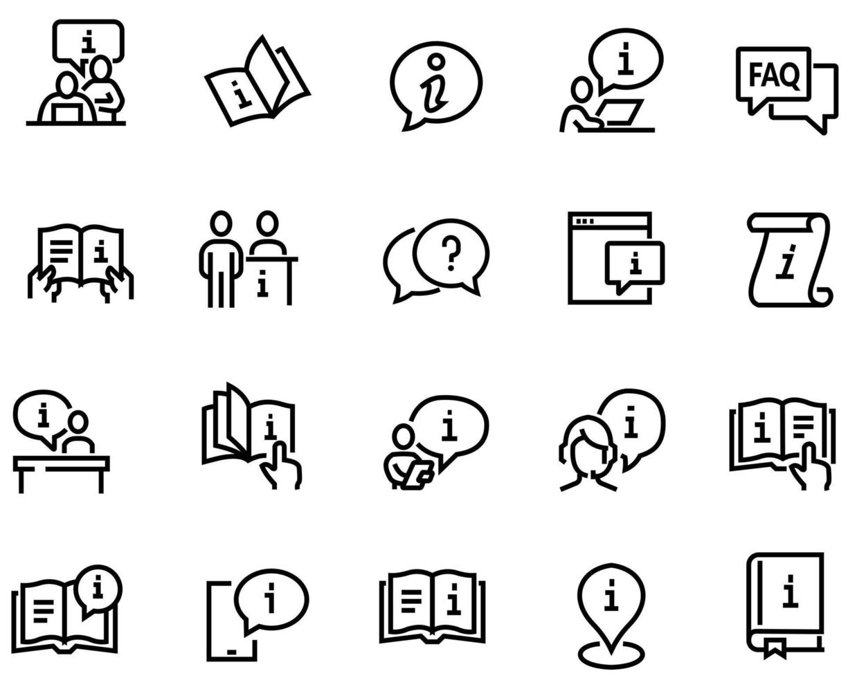 Simple Set of Info and Help Desk Related Vector Line Icons