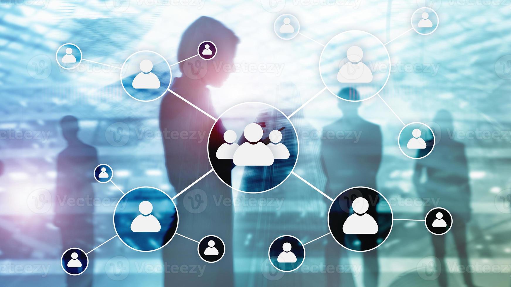 HR - Human resources management concept on blurred business center background photo
