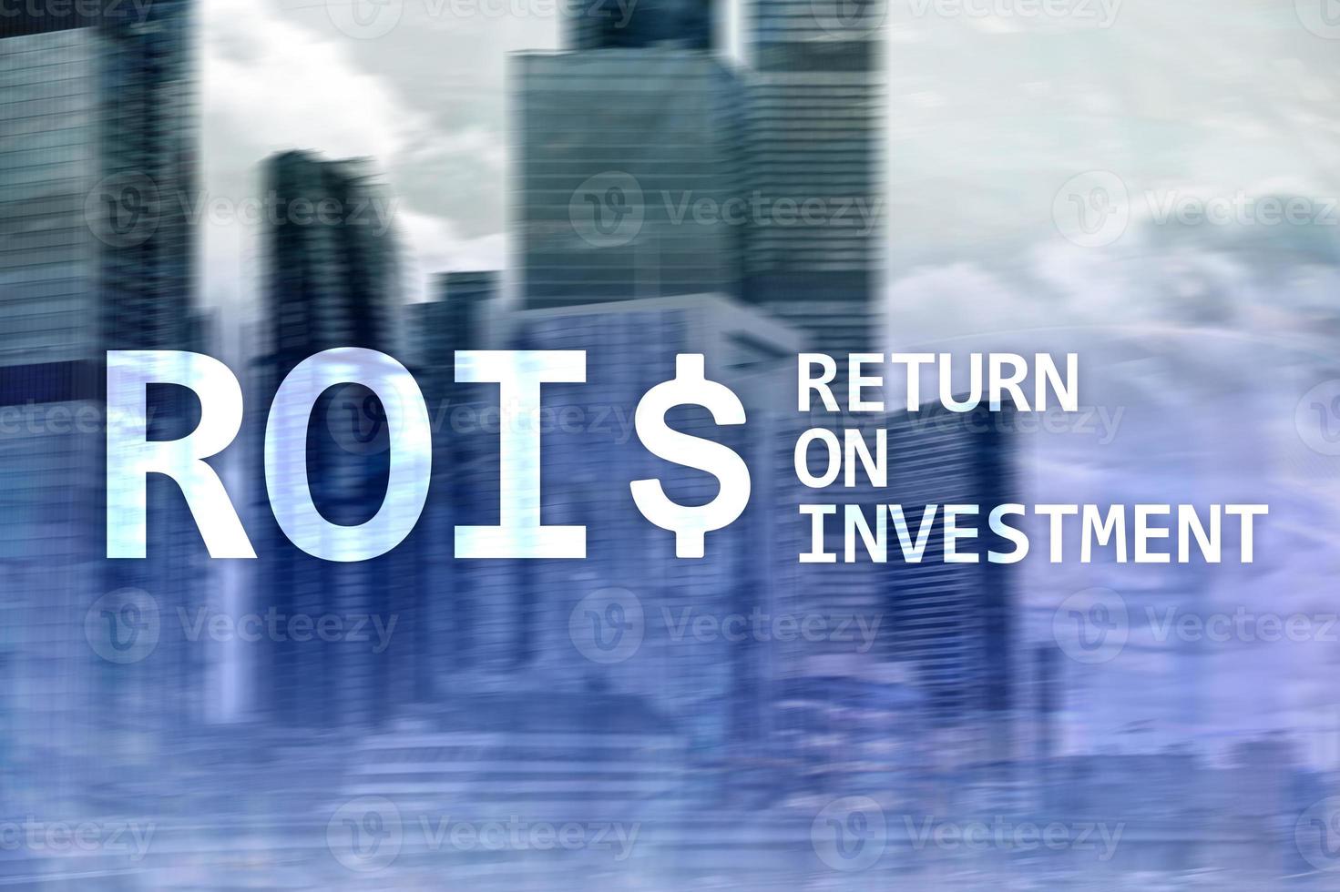 Return On Investment Financial Management Revenue Concept. Virtual screen background. photo