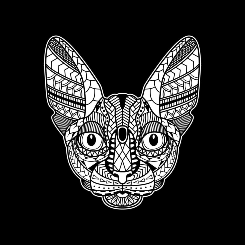 Sphinx cat Head ornamental pattern vector