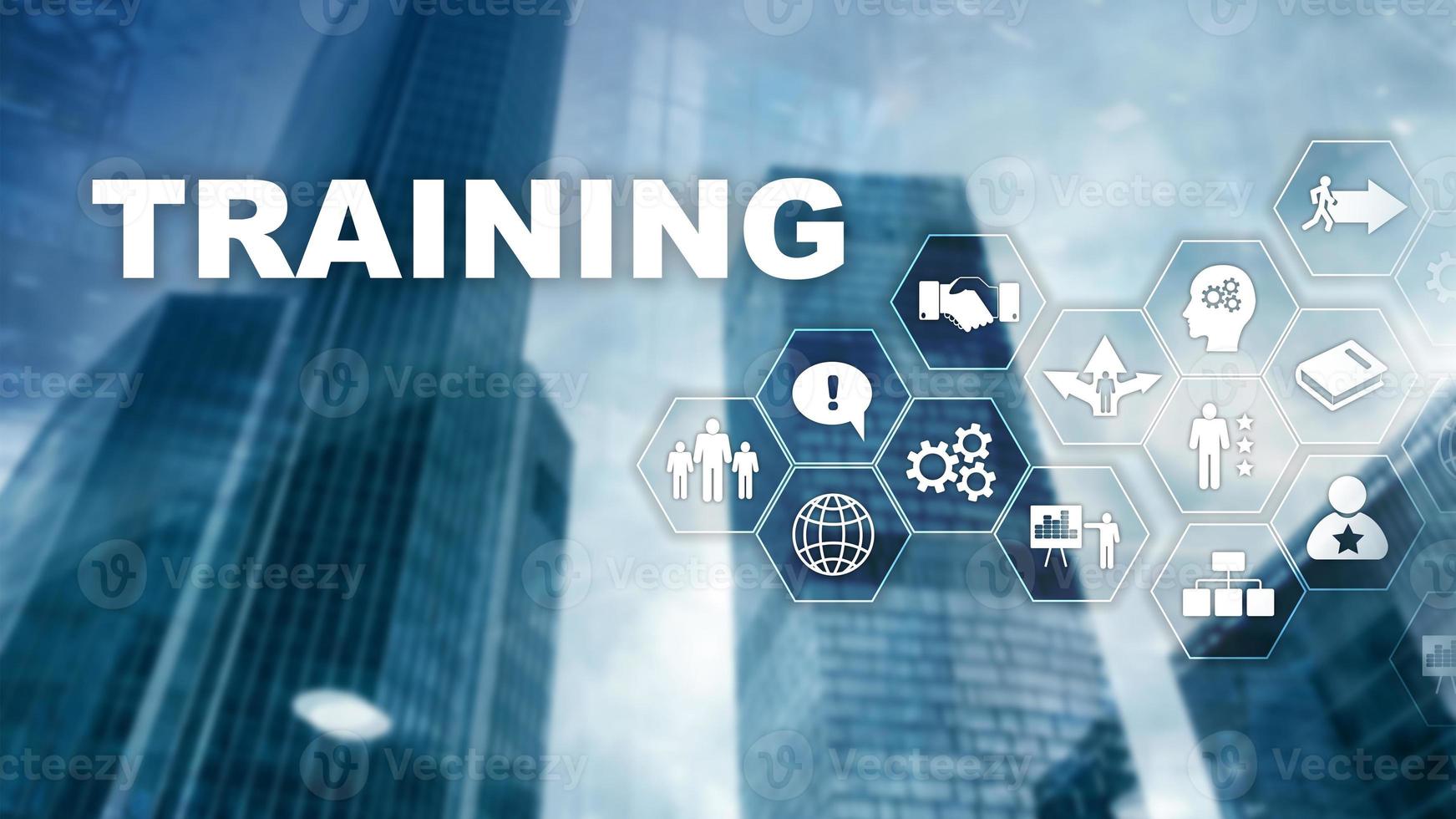 Business training concept. Training Webinar E-learning. Financial technology and communication concept. photo