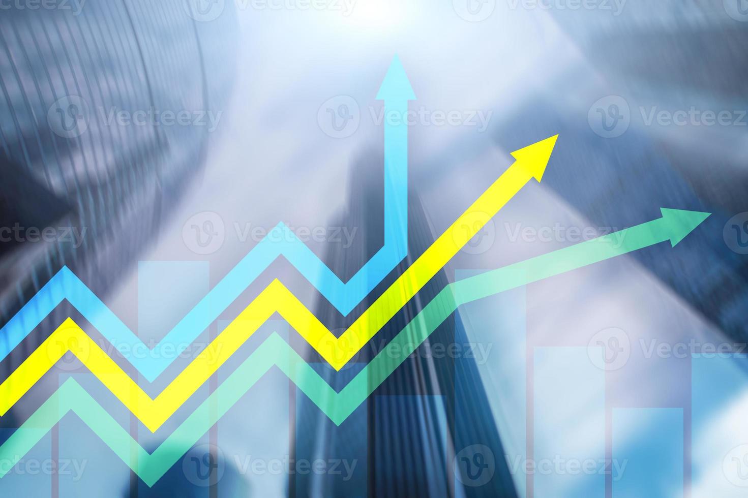 gráfico de flechas de crecimiento financiero. concepto de inversión y comercio. foto