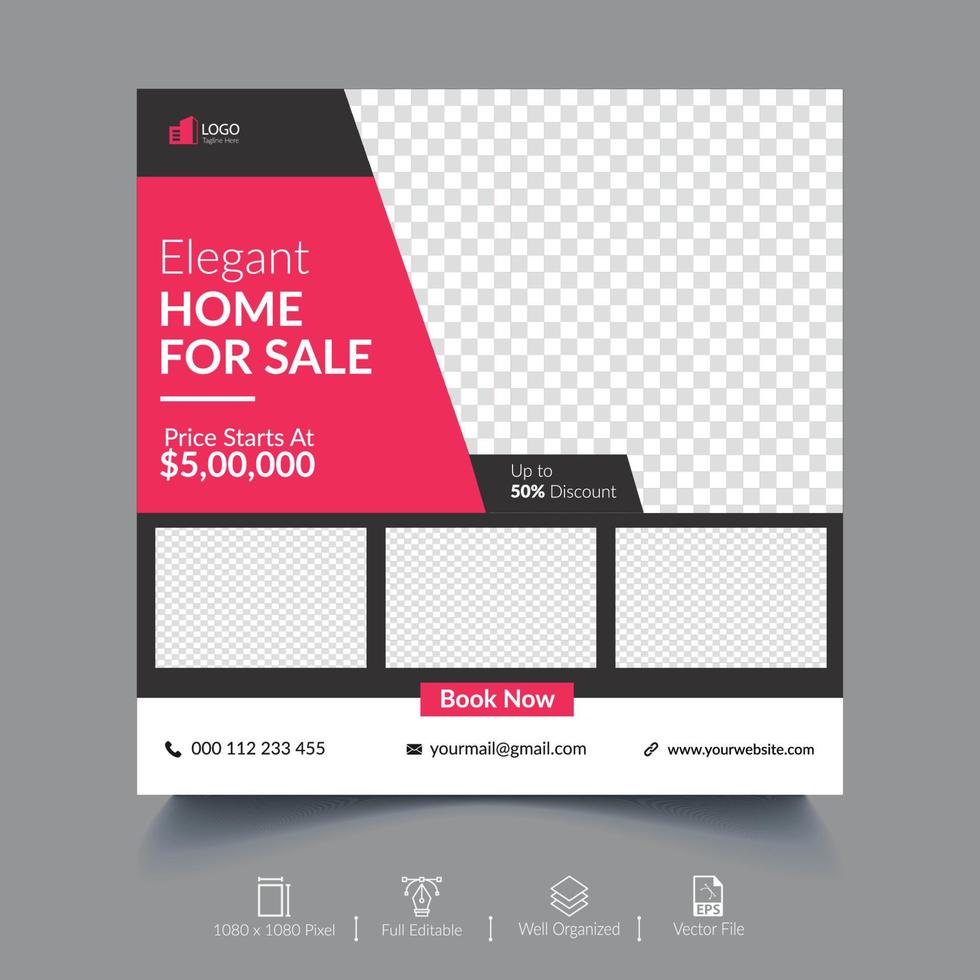 Real Estate Social Media Post Design vector