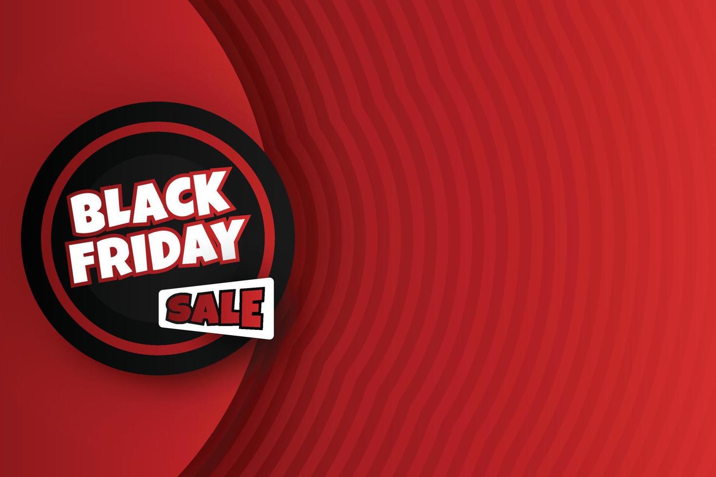 Black friday sale label red waves background vector