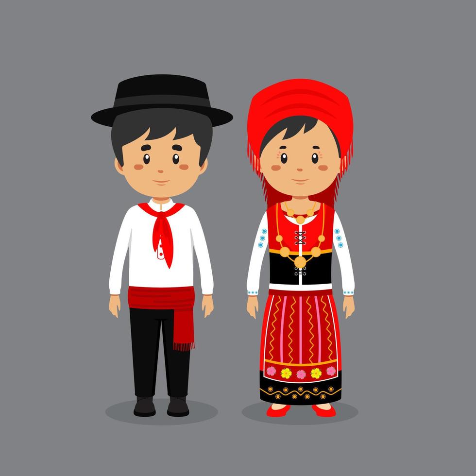 personaje de pareja vistiendo traje nacional portugués vector