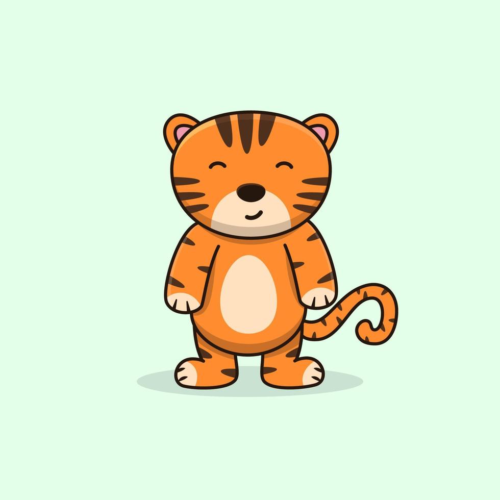 Cute tiger happy cartoon vector illustration