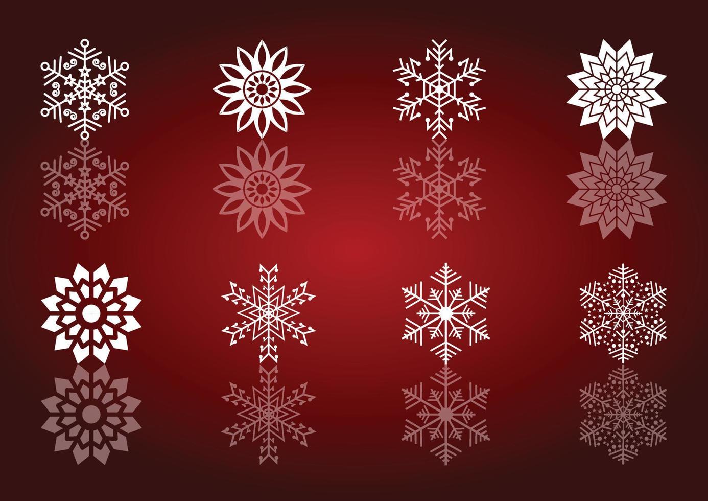 8 paquete de copos de nieve navideños 2 vector