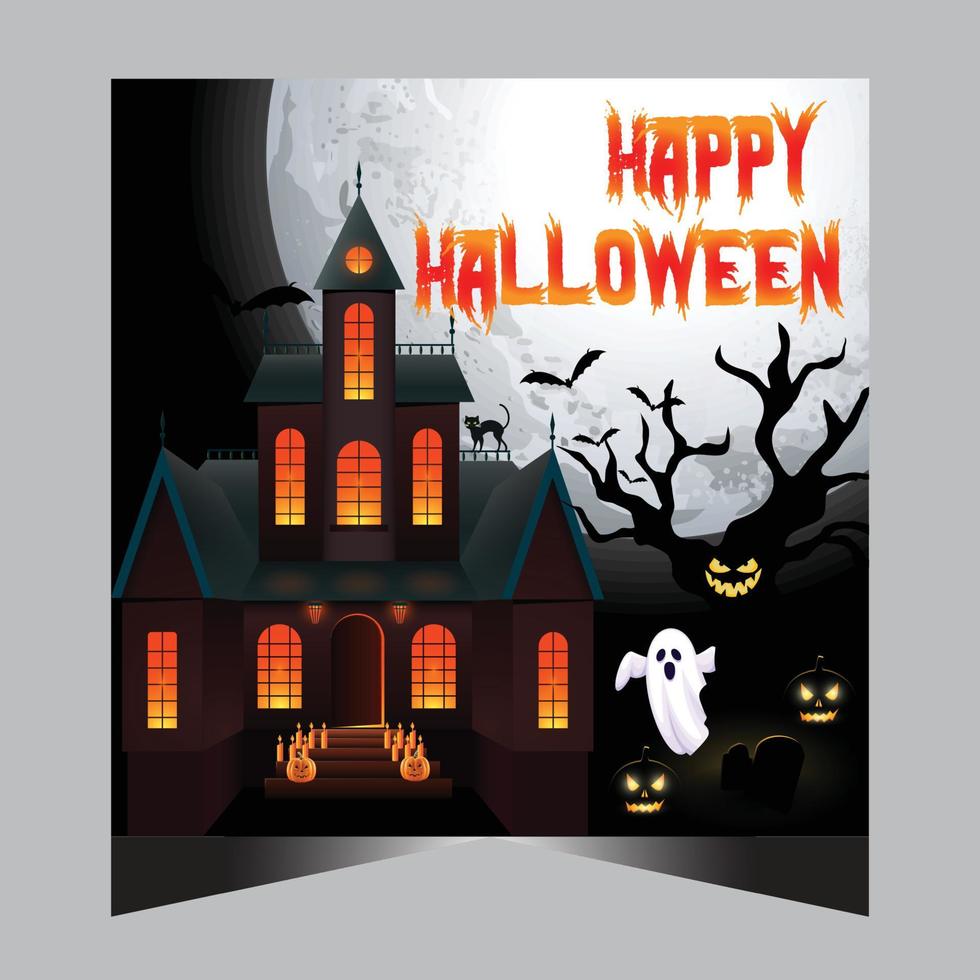 Happy Halloween Social Media Post Template Design vector