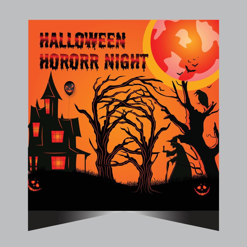 Happy Halloween Social Media Post Template Design vector