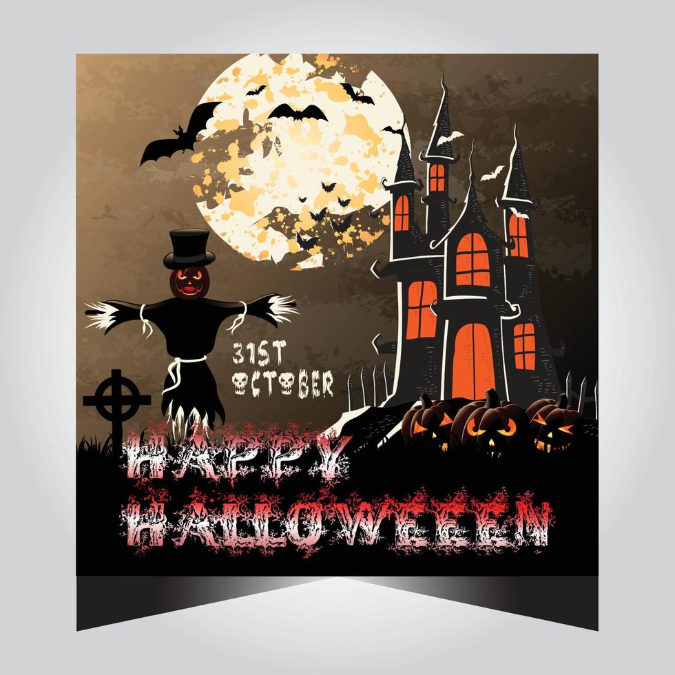 Happy Halloween Social Media Post Template Design vector