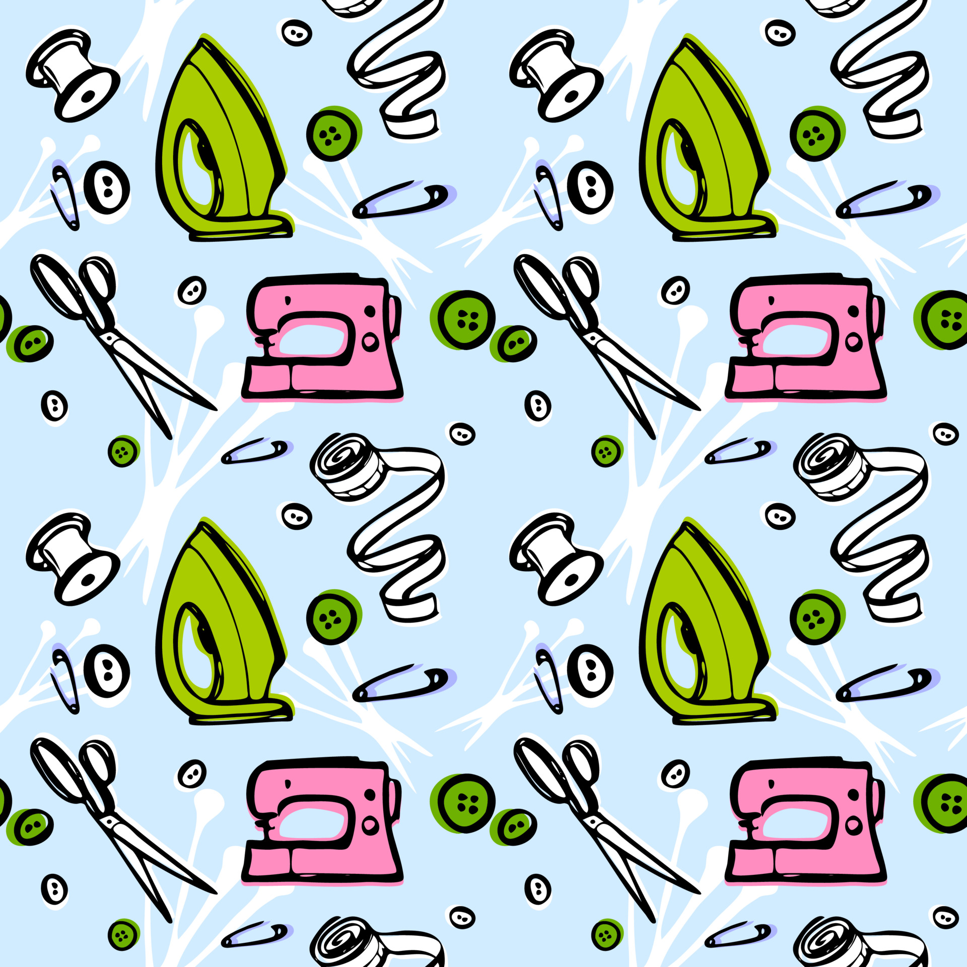 Vector Background With Sewing Patterns Stock Illustration