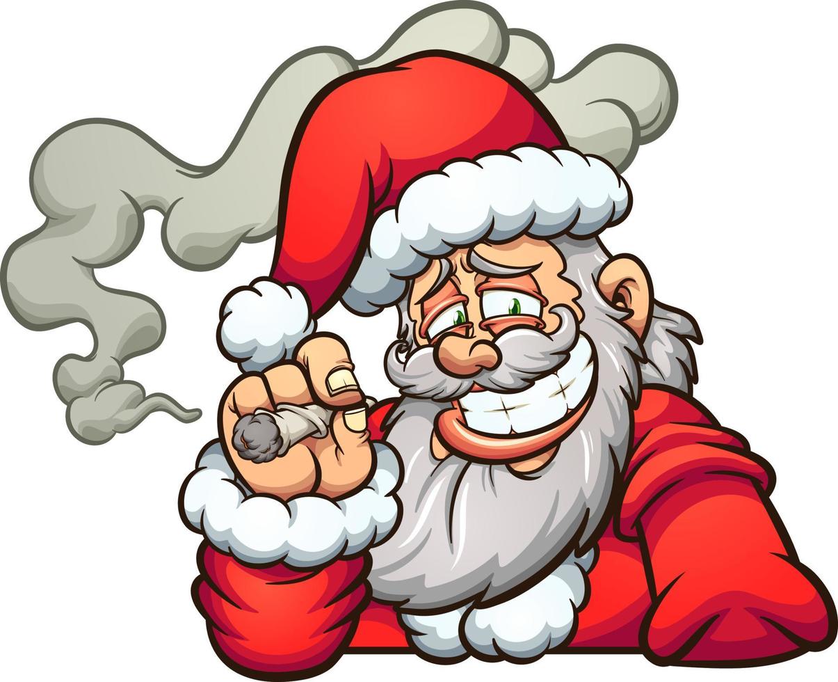 fumando santa claus vector