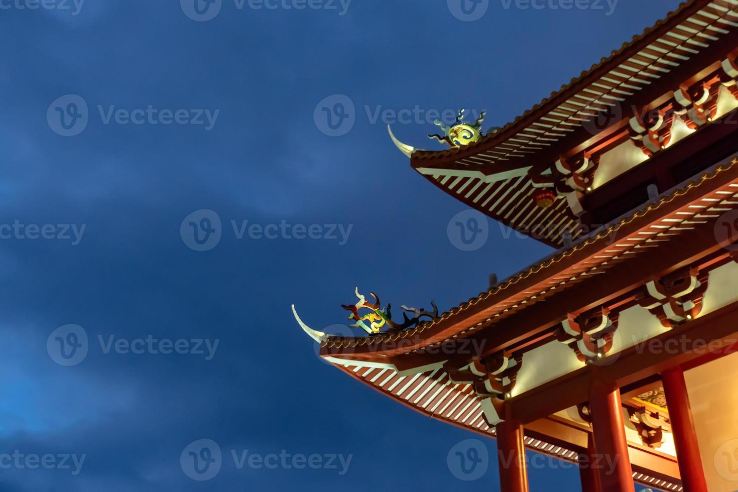 The architecture of Mazu temple in the night photo