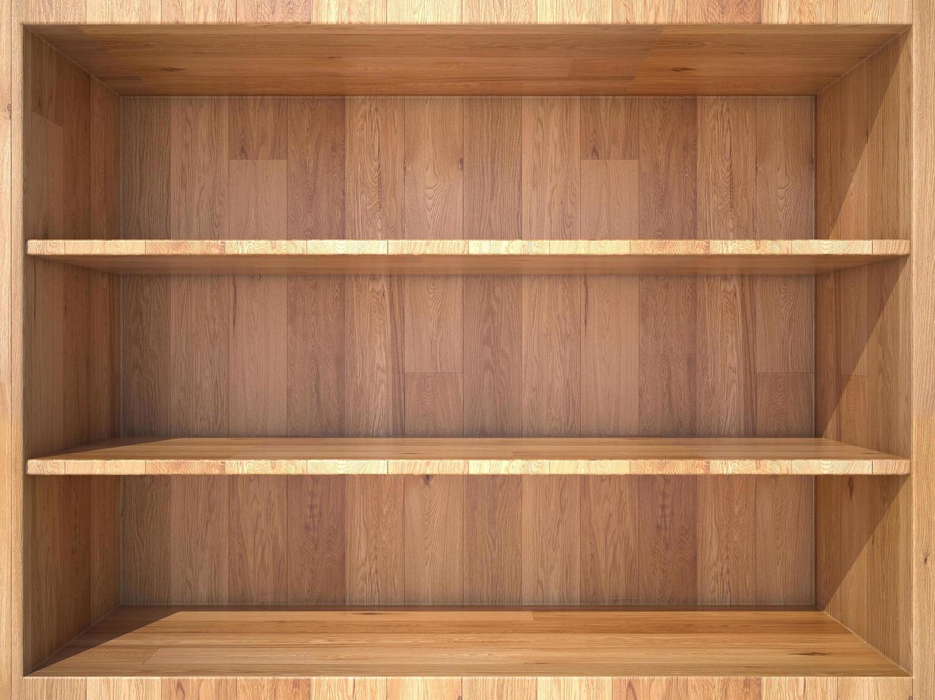 Empty wooden shelf. photo