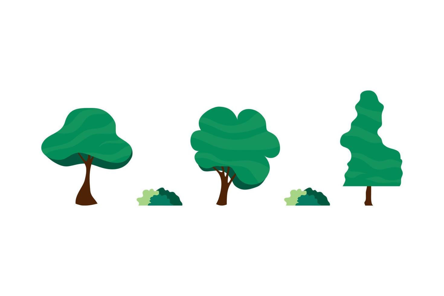 Little Forest. Collection of tree illustrations in flat style vector
