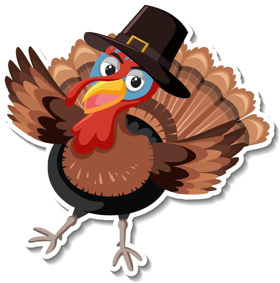 Turkey animal cartoon character sticker vector