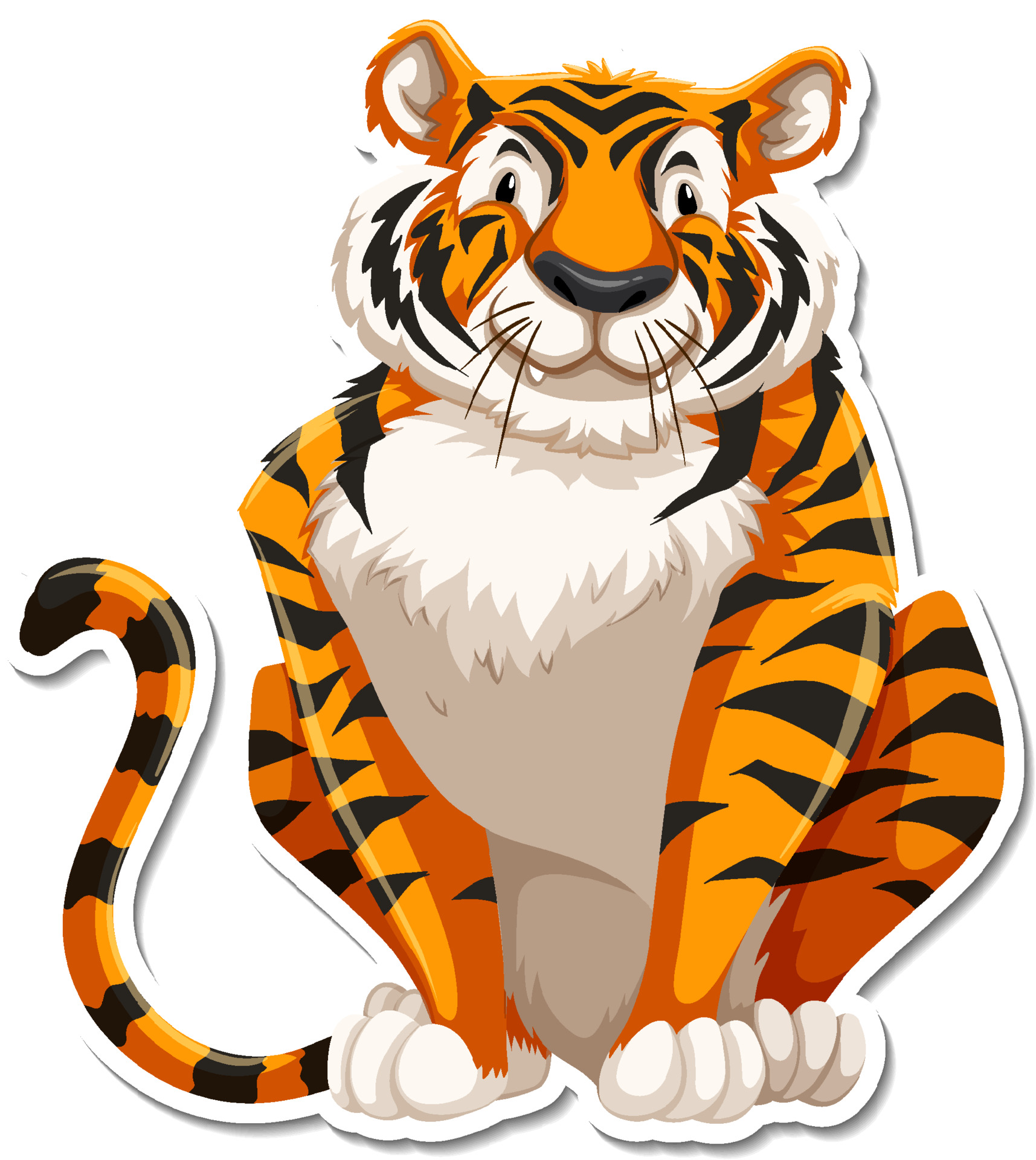 Sitting tiger cartoon character on white background 3736219 Vector Art at  Vecteezy