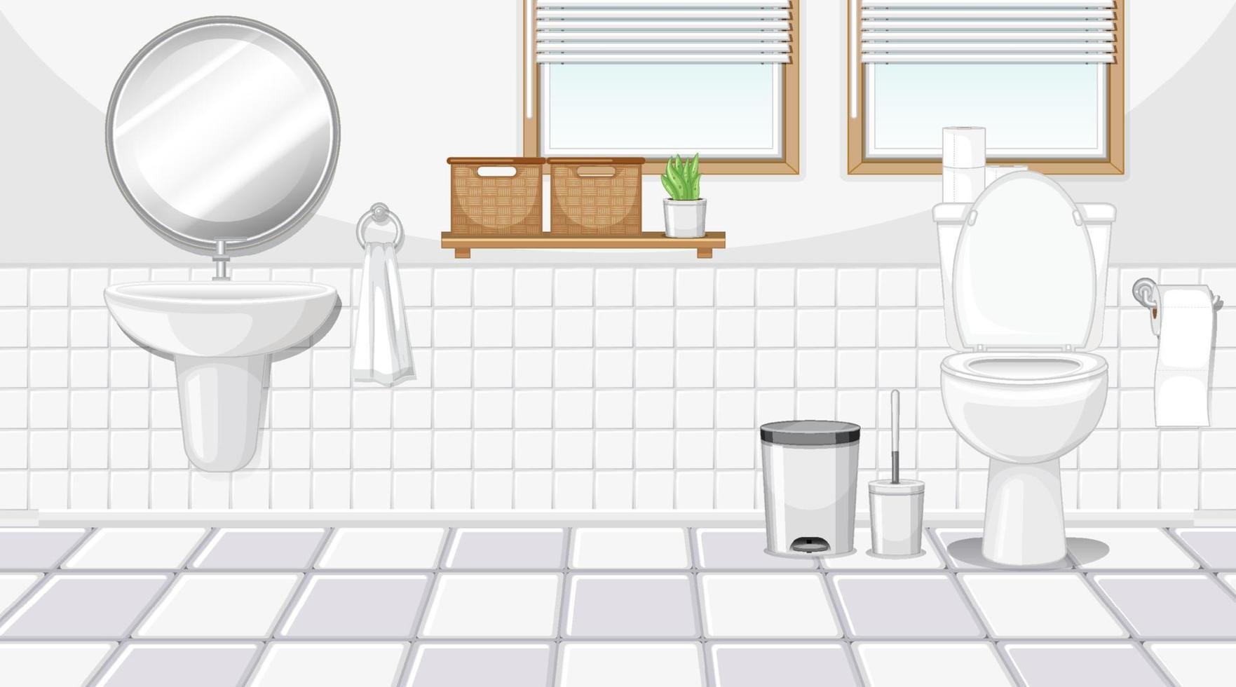 Bathroom interior with furniture in white theme vector