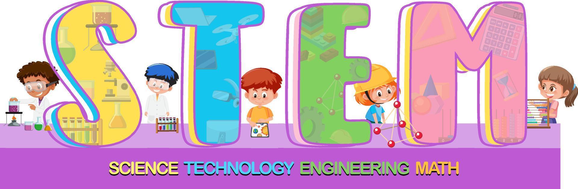 Colourful STEM education text icon vector