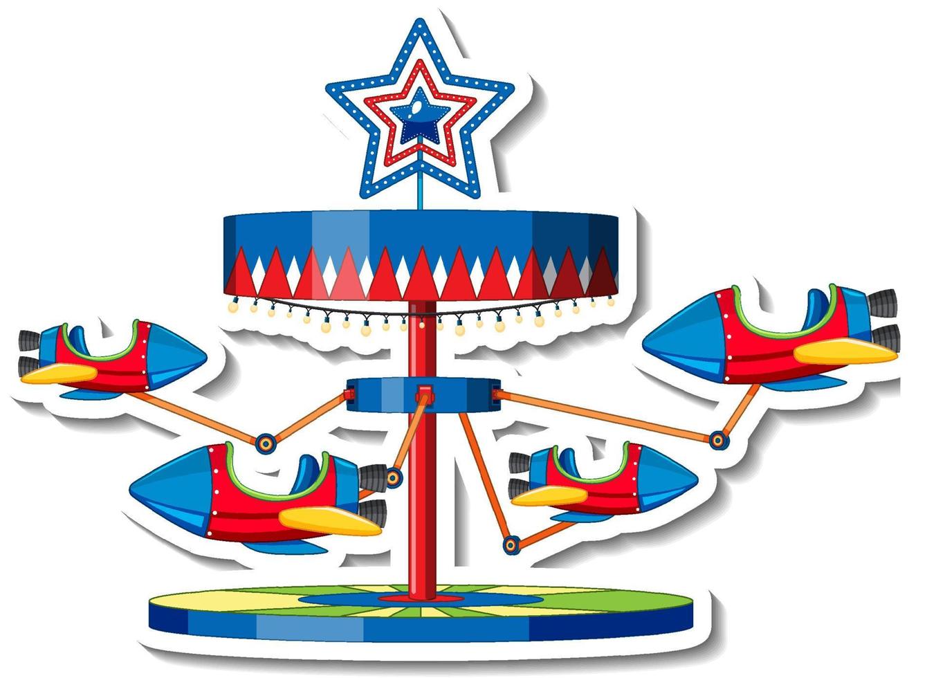 Sticker template with Carousel rides at fun fair isolated vector