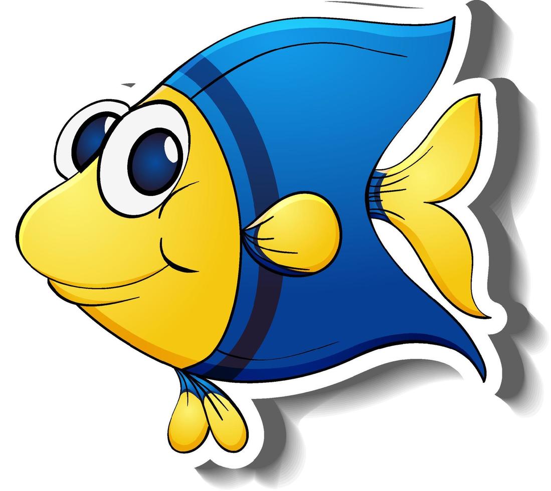 Angelfish sea animal cartoon sticker vector