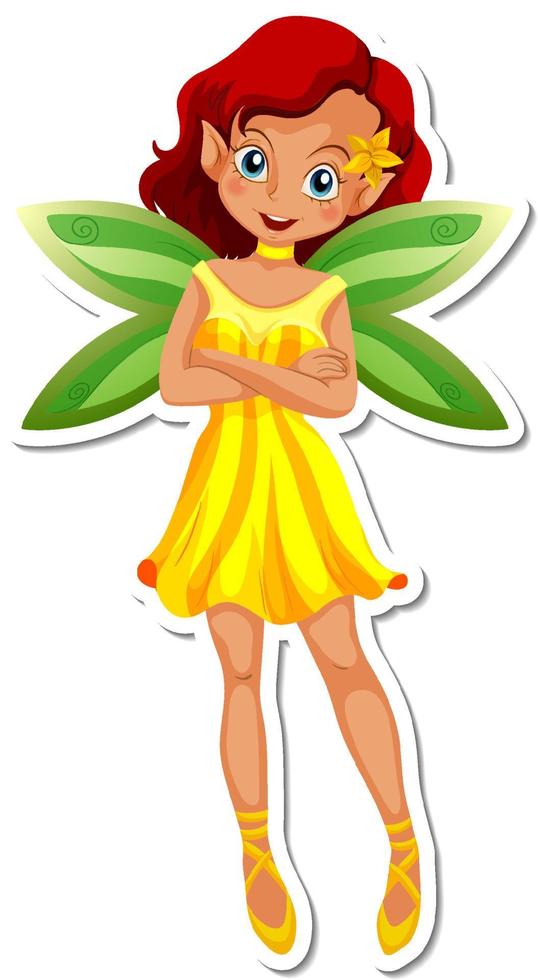 Beautiful fairy cartoon character sticker vector