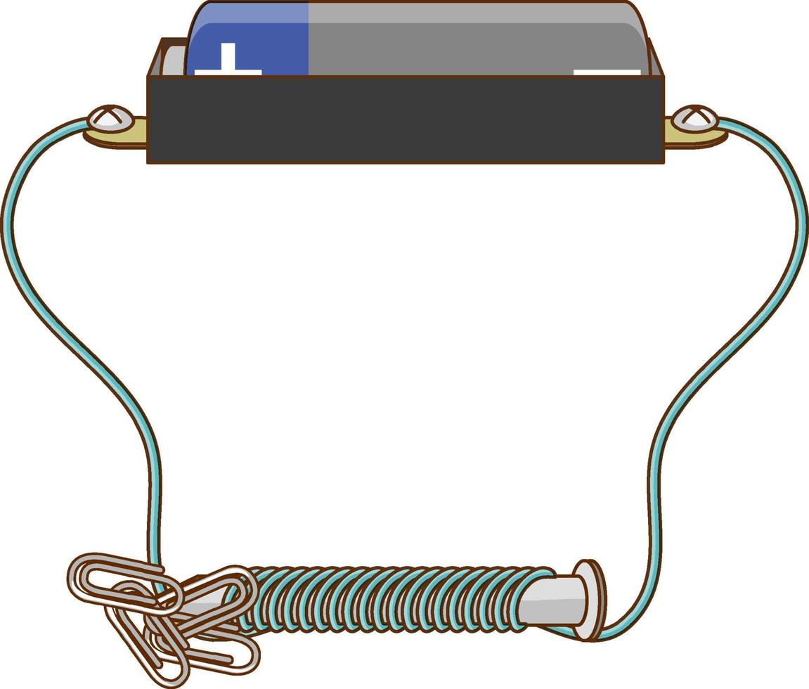 Circuit diagram with battery and screw vector