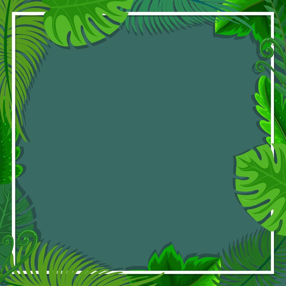 Square frame with tropical green leaves vector