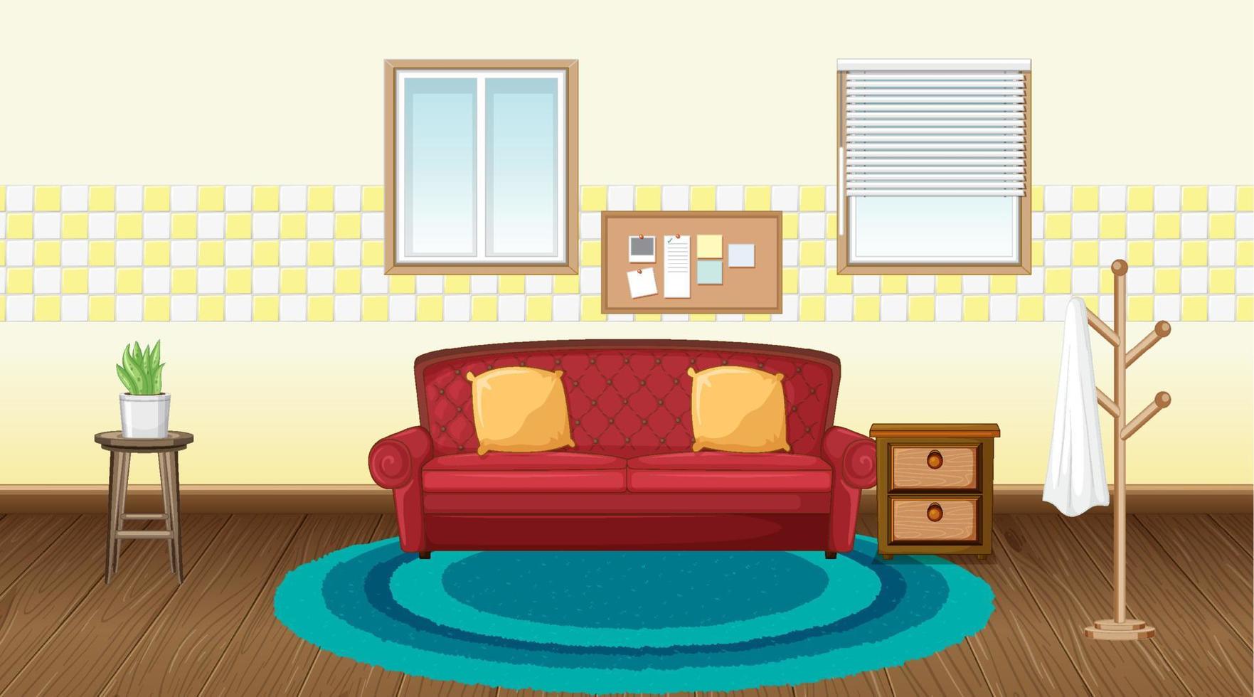 Diseño de interiores de sala de estar con muebles. vector