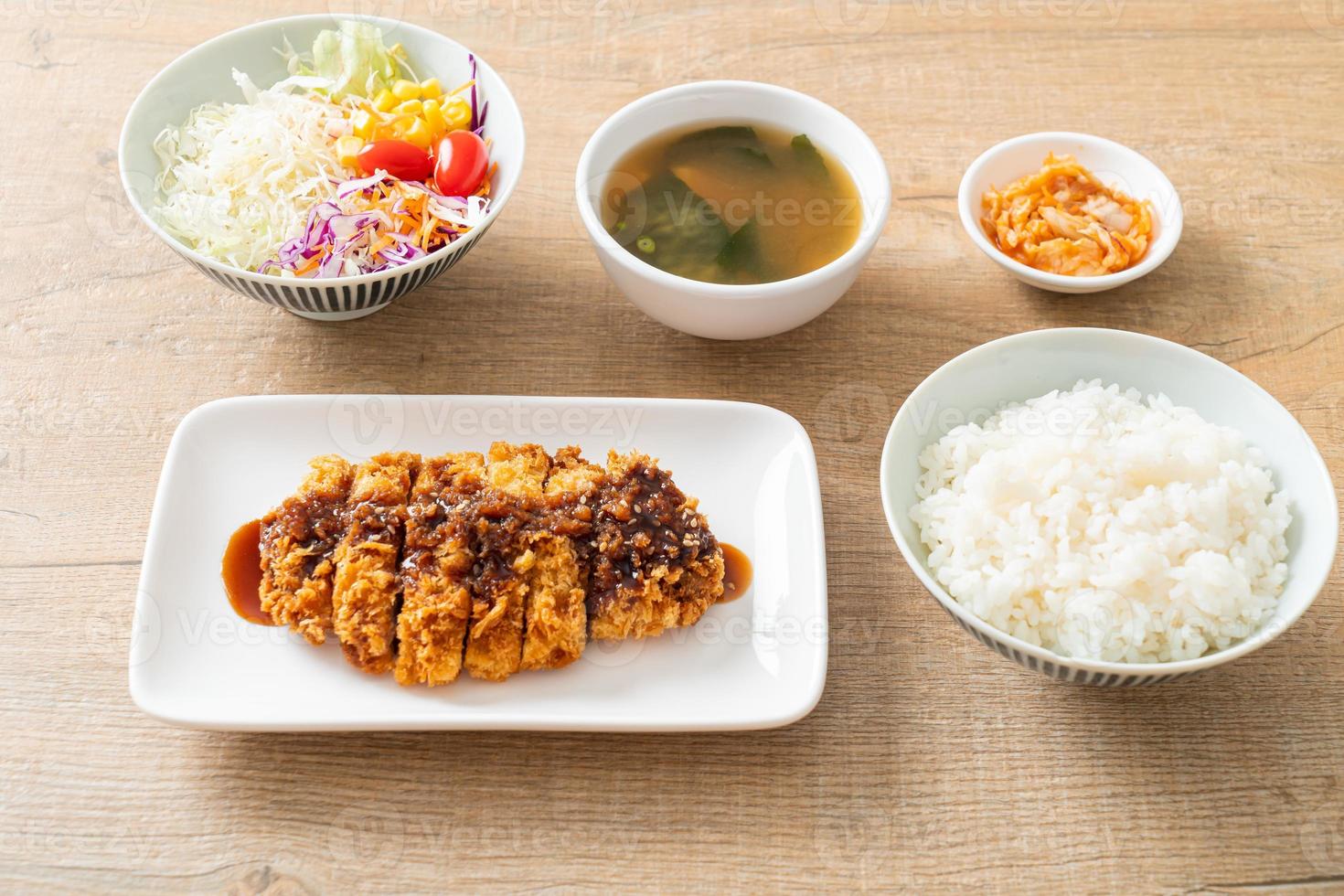 Tonkatsu - Japanese pork cutlet deep fried with rice set photo